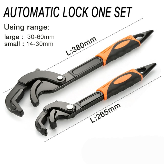 AI-ROAD 14-30/30-60mm Universal Key Pipe Wrench Open End Spanner Set High-carbon Steel Snap N Grip Tool Plumber Multi Hand Tool