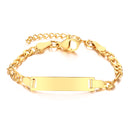 Personalize Baby Name Bracelet Figaro Chain Smooth Bangle Link Gold Tone No Fade Safty Jewelry 12cm to 15cm