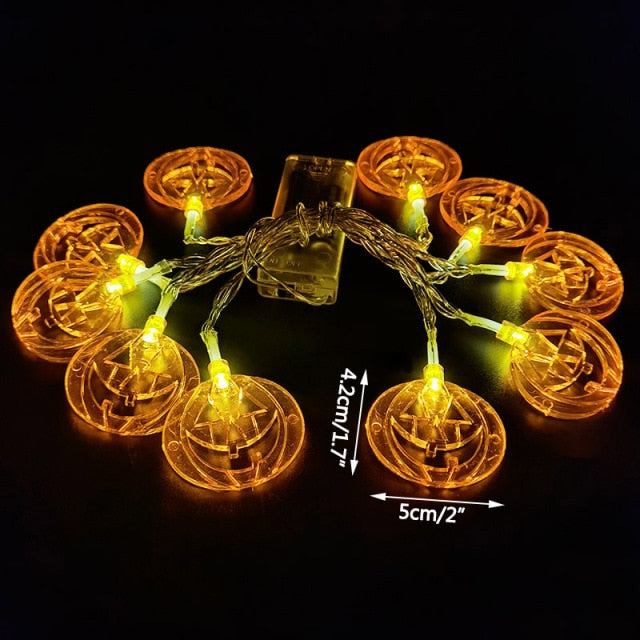 1.5m 10Led Halloween Pumpkin Ghost Skeletons Bat Spider Led Light String Festival Bar Home Party Decor Christmas Ornament
