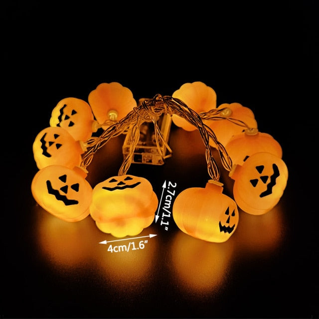 1.5m 10Led Halloween Pumpkin Ghost Skeletons Bat Spider Led Light String Festival Bar Home Party Decor Christmas Ornament