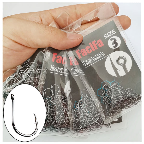 100pcs / 50pcs Iseama Circle Carp Eyed Fishing Hook Size 3 4 5 6 7 8 9 10 11 12 13 14 15 16 17 18 Ring eye Japan Fishhook