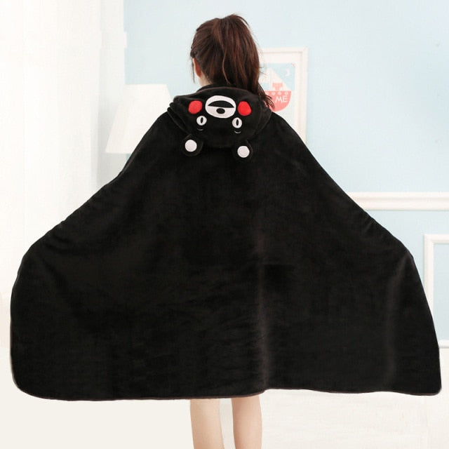Wearable Cartoon Fur Blanket with Hooded Totoro Cute Bed Blanket Coral Velvet Warm Throw Blanket In Winter Japanese