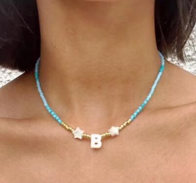 Hand-made Crystal Beads Shell Letter Necklace Variety Of Colors Personalized Custom Jewelry Gifts For Women подвески на шею