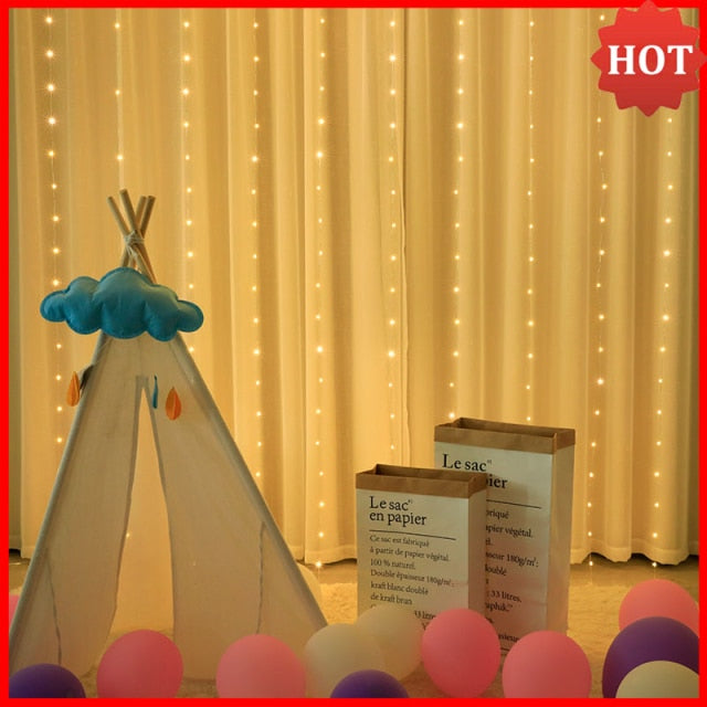 Garland Curtain for Room New Year's Wedding Christmas Lights Decorations Curtains For Home Festoon Led Light Decor Fairy Lights