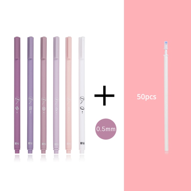 JIANWU 6pcs/set Creative cute morandi Simple small fresh gel pen kawaii Quick drying Cap neutral pen journal supplies