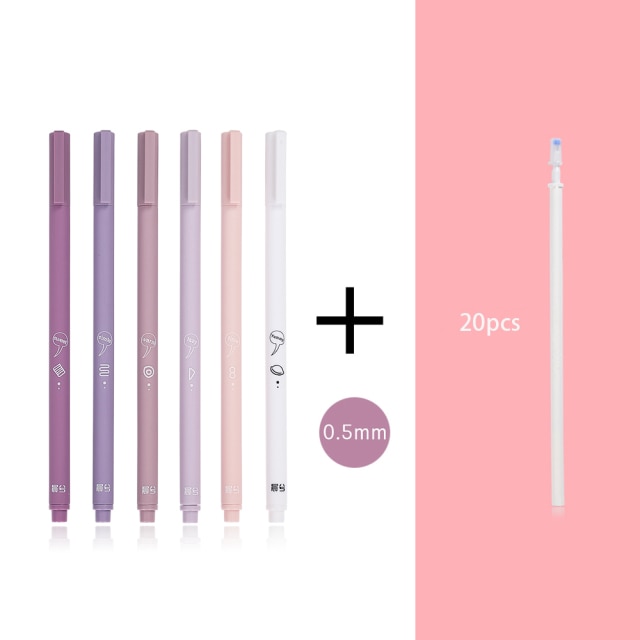 JIANWU 6pcs/set Creative cute morandi Simple small fresh gel pen kawaii Quick drying Cap neutral pen journal supplies