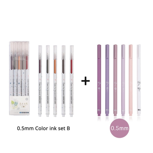 JIANWU 6pcs/set Creative cute morandi Simple small fresh gel pen kawaii Quick drying Cap neutral pen journal supplies