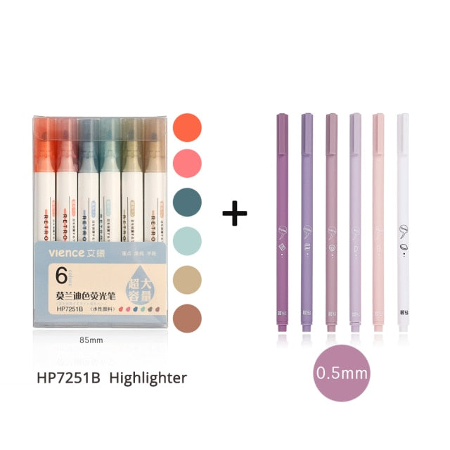 JIANWU 6pcs/set Creative cute morandi Simple small fresh gel pen kawaii Quick drying Cap neutral pen journal supplies