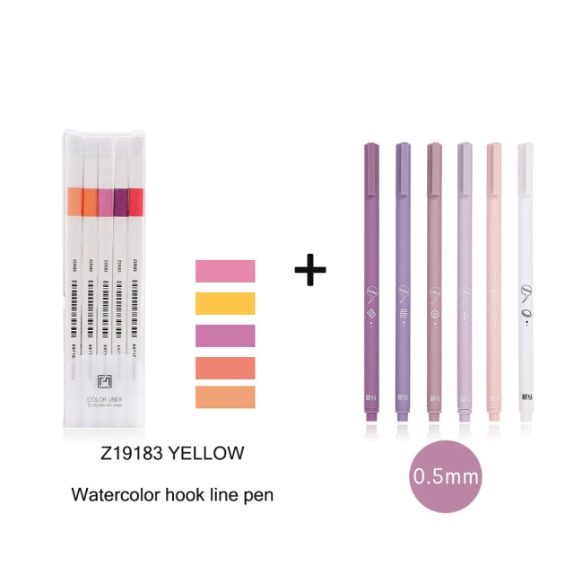 JIANWU 6pcs/set Creative cute morandi Simple small fresh gel pen kawaii Quick drying Cap neutral pen journal supplies