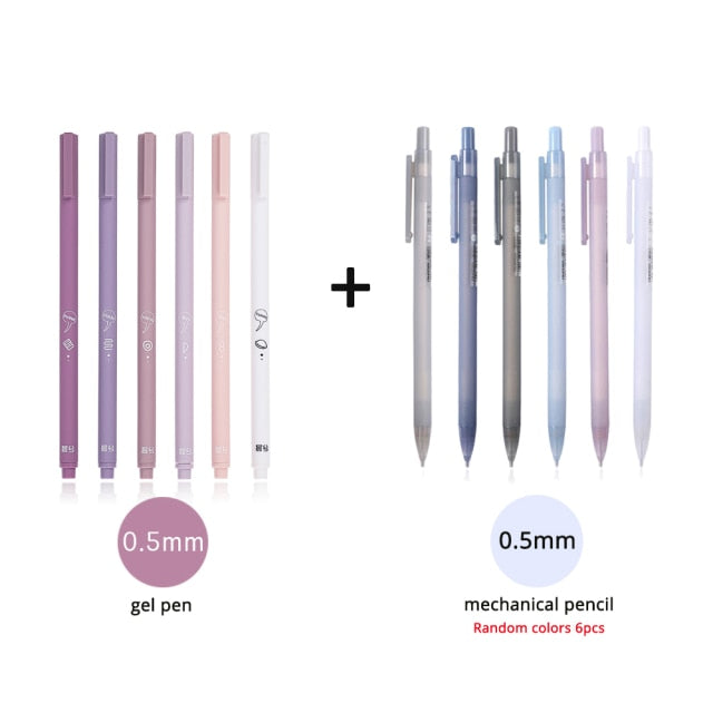 JIANWU 6pcs/set Creative cute morandi Simple small fresh gel pen kawaii Quick drying Cap neutral pen journal supplies