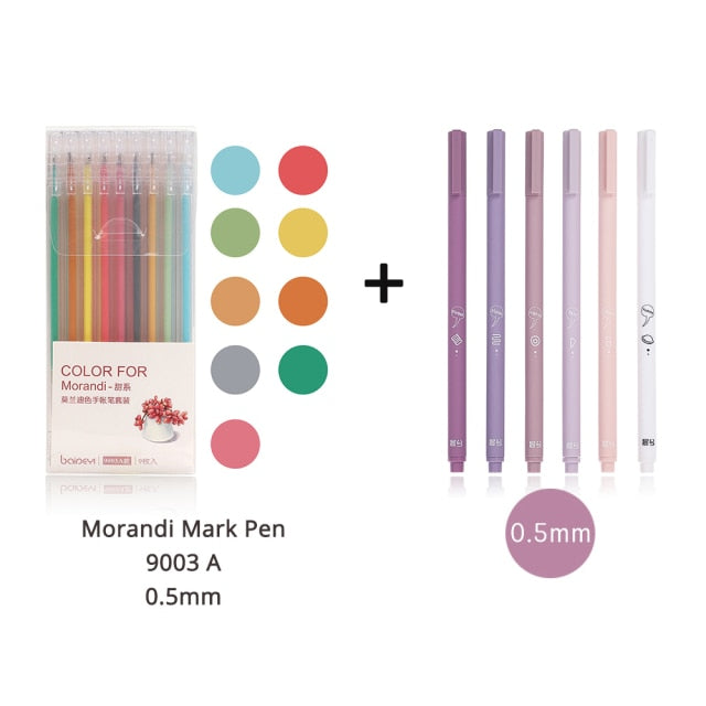 JIANWU 6pcs/set Creative cute morandi Simple small fresh gel pen kawaii Quick drying Cap neutral pen journal supplies