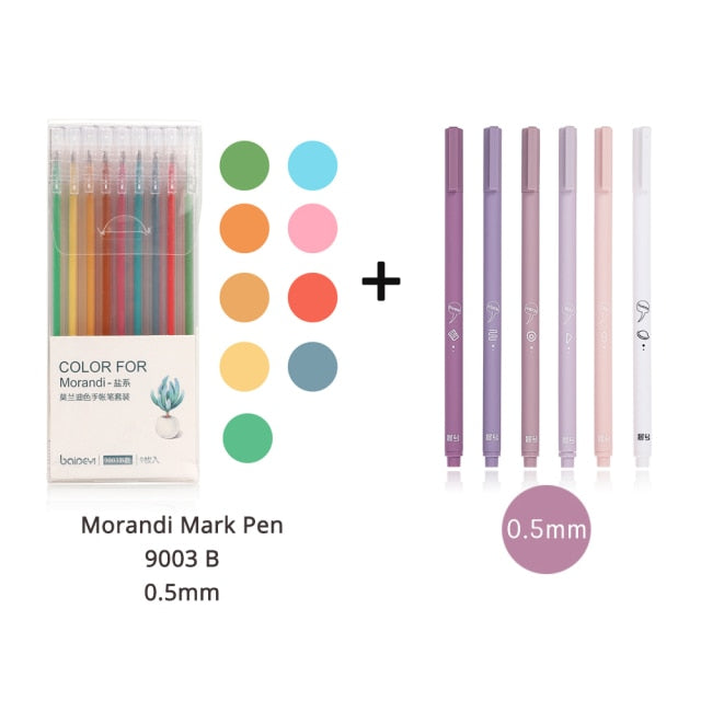 JIANWU 6pcs/set Creative cute morandi Simple small fresh gel pen kawaii Quick drying Cap neutral pen journal supplies