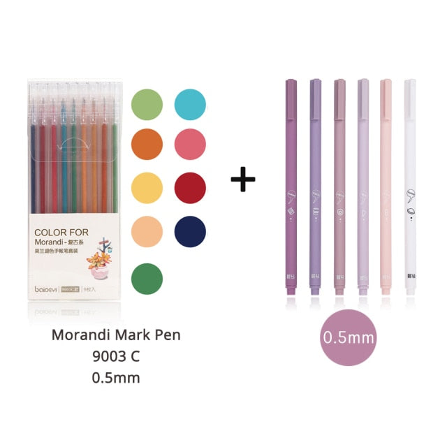 JIANWU 6pcs/set Creative cute morandi Simple small fresh gel pen kawaii Quick drying Cap neutral pen journal supplies