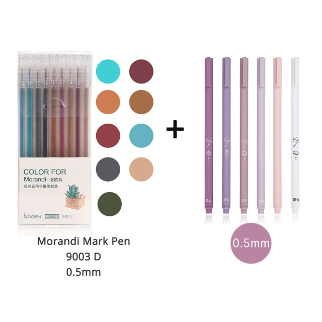 JIANWU 6pcs/set Creative cute morandi Simple small fresh gel pen kawaii Quick drying Cap neutral pen journal supplies