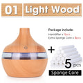 300ML USB Air Humidifier Electric Aroma Diffuser Mist Wood Grain Oil Aromatherapy Mini Have 7 LED Light For Car Home Office