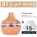 300ML USB Air Humidifier Electric Aroma Diffuser Mist Wood Grain Oil Aromatherapy Mini Have 7 LED Light For Car Home Office