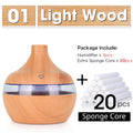 300ML USB Air Humidifier Electric Aroma Diffuser Mist Wood Grain Oil Aromatherapy Mini Have 7 LED Light For Car Home Office
