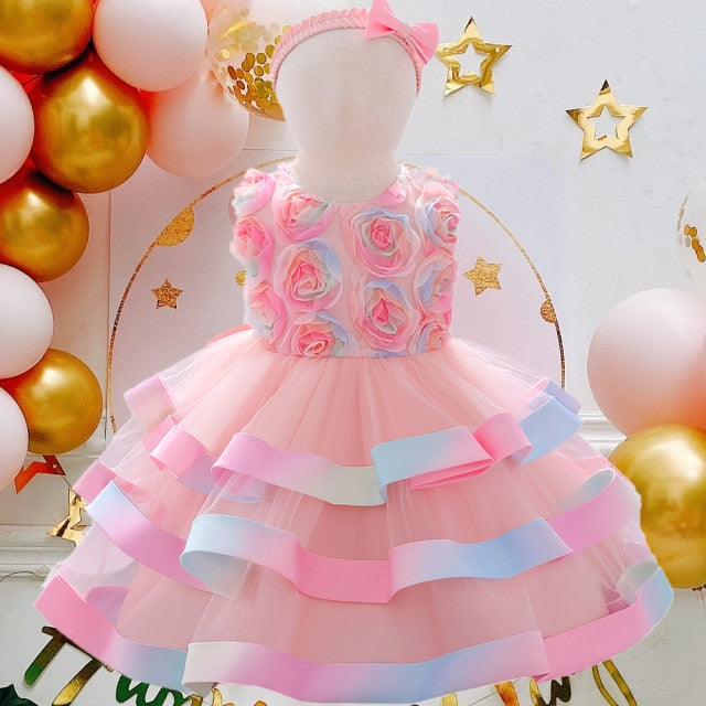 Infant Sequin Bow Dress for Girl Baby Christening First 1st Birthday Dress Party Baptism White Dresses for Baby Toddler Vestido