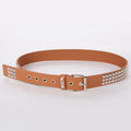 Women's Single Double or Rivet Grommet Belt, Punk Waist Belt with Chain Detachable 2 Hole Belt