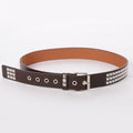 Women's Single Double or Rivet Grommet Belt, Punk Waist Belt with Chain Detachable 2 Hole Belt