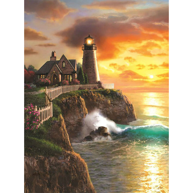 5D DIY Diamond Painting Landscape Coastal Sunset Rhinestone Picture Full Square/Round Diamond Embroidery Mosaic Decoration Gift