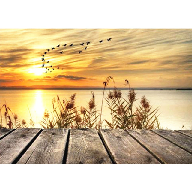 5D DIY Diamond Painting Landscape Coastal Sunset Rhinestone Picture Full Square/Round Diamond Embroidery Mosaic Decoration Gift