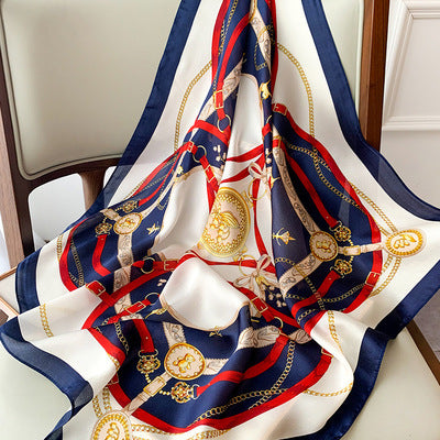 Silk Square Scarf Women Satin Bandana Print Bag Scarves Head Band Fashion Lady Hair Shawl and Wrap Female Neckerchief Hijab 2021
