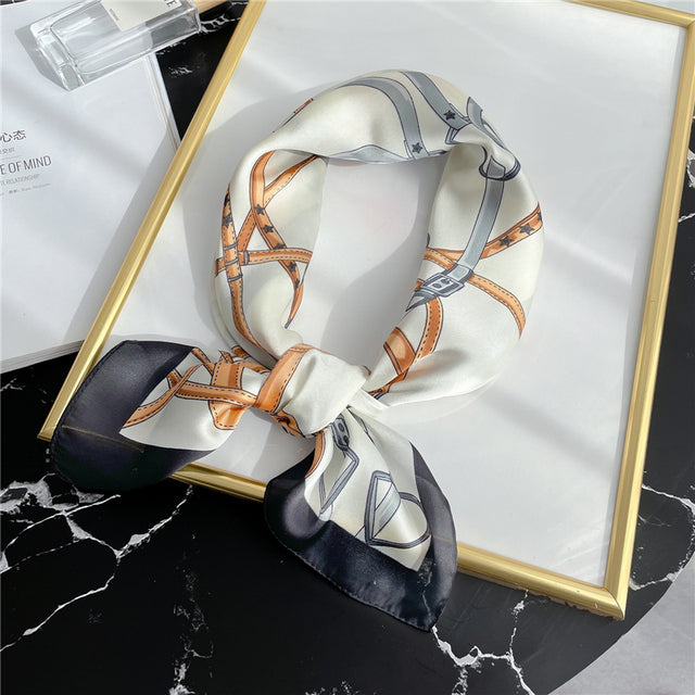 Silk Square Scarf Women Satin Bandana Print Bag Scarves Head Band Fashion Lady Hair Shawl and Wrap Female Neckerchief Hijab 2021