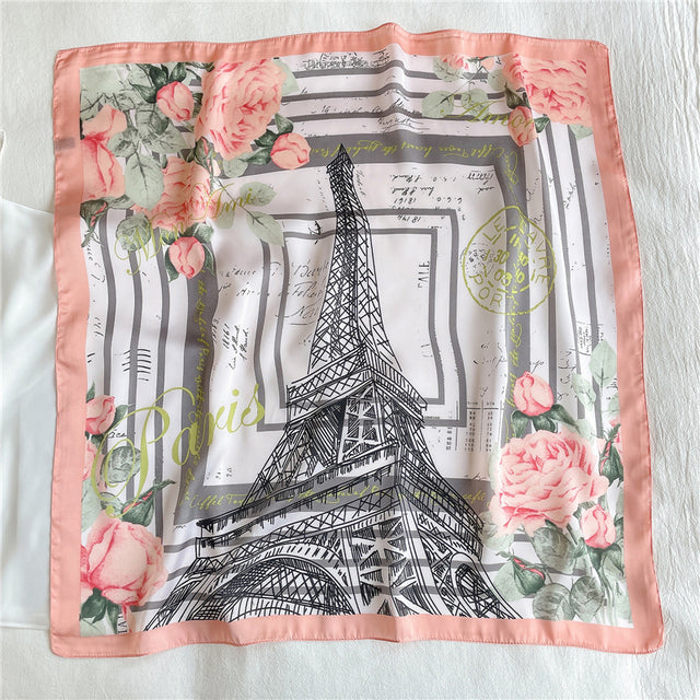 Silk Square Scarf Women Satin Bandana Print Bag Scarves Head Band Fashion Lady Hair Shawl and Wrap Female Neckerchief Hijab 2021