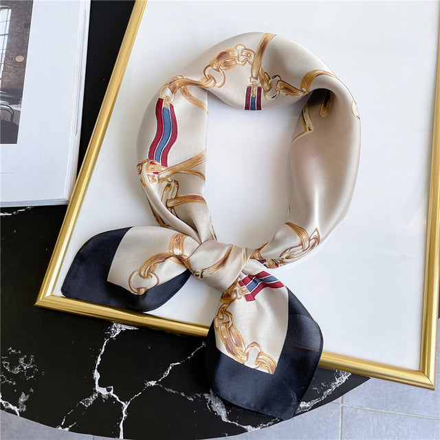 Silk Square Scarf Women Satin Bandana Print Bag Scarves Head Band Fashion Lady Hair Shawl and Wrap Female Neckerchief Hijab 2021