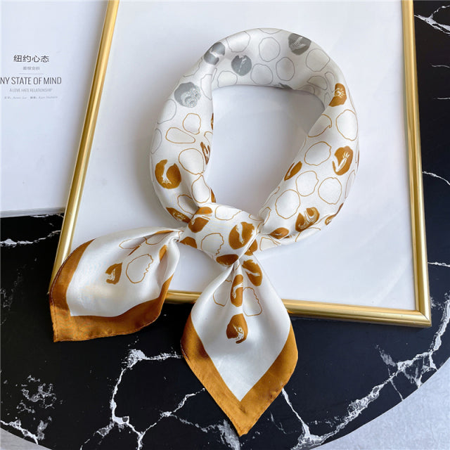 Silk Square Scarf Women Satin Bandana Print Bag Scarves Head Band Fashion Lady Hair Shawl and Wrap Female Neckerchief Hijab 2021