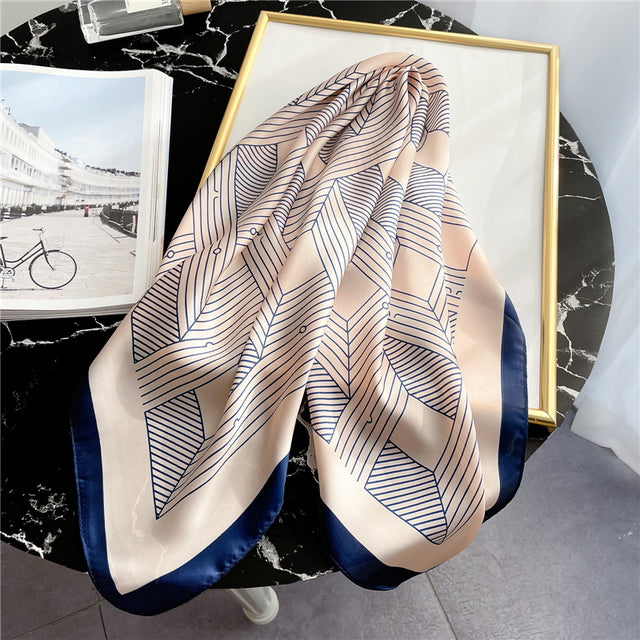 Silk Square Scarf Women Satin Bandana Print Bag Scarves Head Band Fashion Lady Hair Shawl and Wrap Female Neckerchief Hijab 2021
