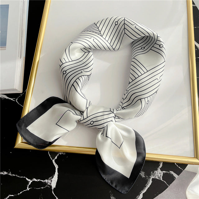 Silk Square Scarf Women Satin Bandana Print Bag Scarves Head Band Fashion Lady Hair Shawl and Wrap Female Neckerchief Hijab 2021