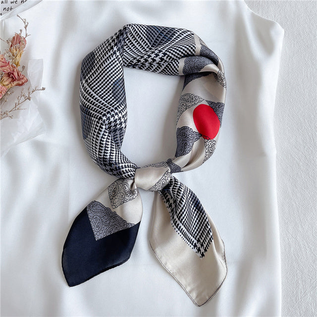 Silk Square Scarf Women Satin Bandana Print Bag Scarves Head Band Fashion Lady Hair Shawl and Wrap Female Neckerchief Hijab 2021