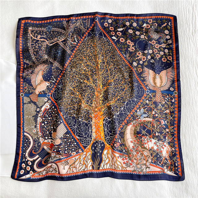 Silk Square Scarf Women Satin Bandana Print Bag Scarves Head Band Fashion Lady Hair Shawl and Wrap Female Neckerchief Hijab 2021