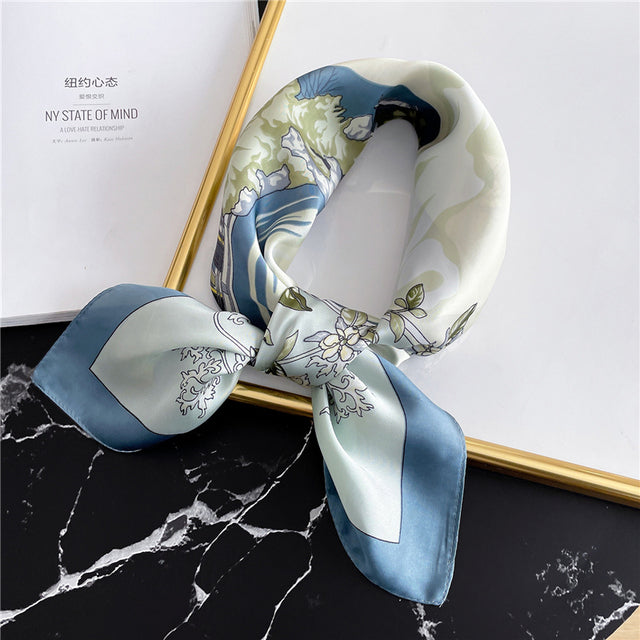 Silk Square Scarf Women Satin Bandana Print Bag Scarves Head Band Fashion Lady Hair Shawl and Wrap Female Neckerchief Hijab 2021