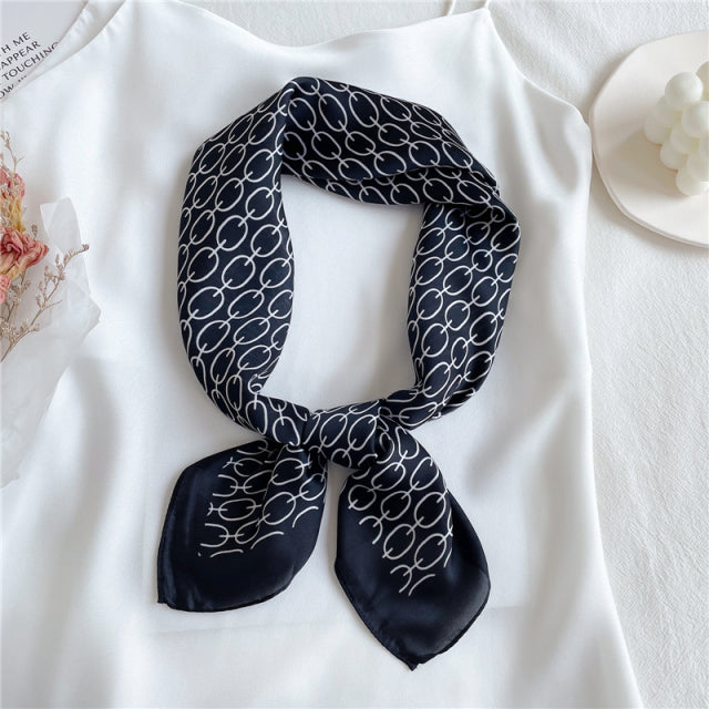 Silk Square Scarf Women Satin Bandana Print Bag Scarves Head Band Fashion Lady Hair Shawl and Wrap Female Neckerchief Hijab 2021
