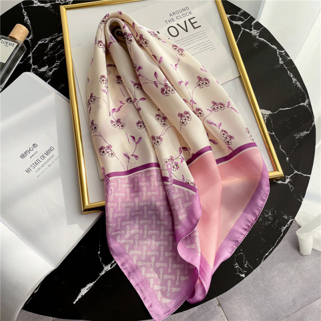 Silk Square Scarf Women Satin Bandana Print Bag Scarves Head Band Fashion Lady Hair Shawl and Wrap Female Neckerchief Hijab 2021
