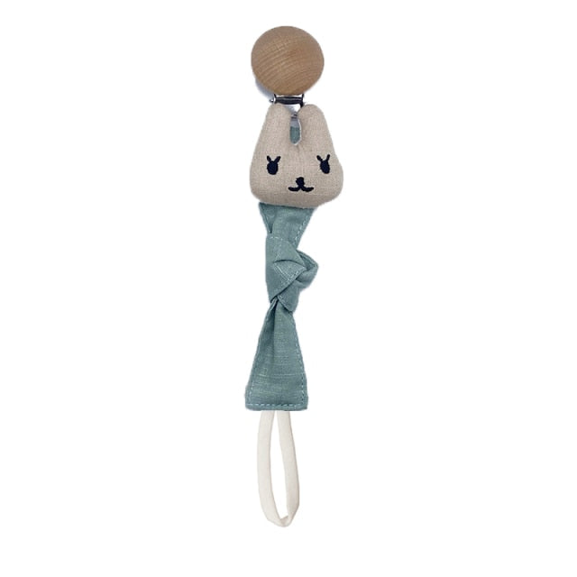 Baby Pacifier Clip Infant Newborn Cotton Wooden Pacifier Chain Nipple Soother Dummy Holder Eco-friendly Material