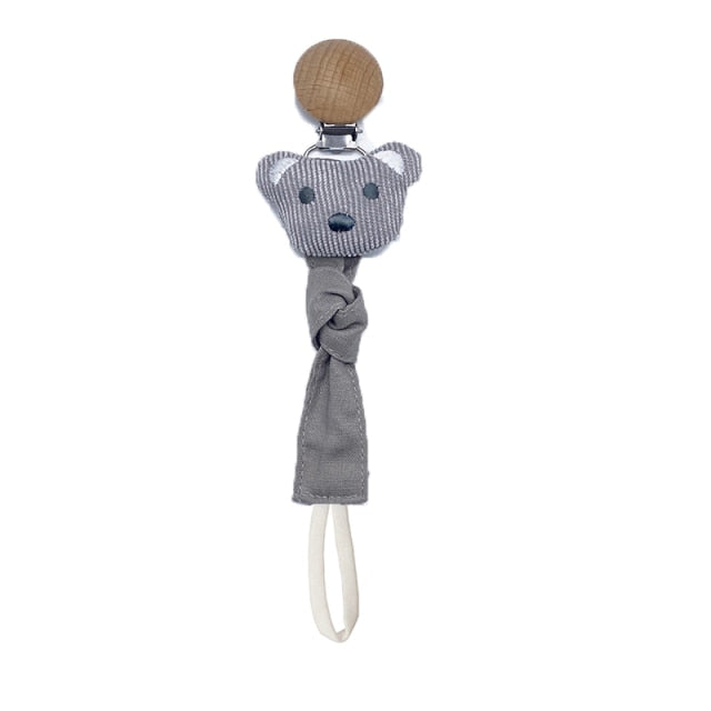 Baby Pacifier Clip Infant Newborn Cotton Wooden Pacifier Chain Nipple Soother Dummy Holder Eco-friendly Material
