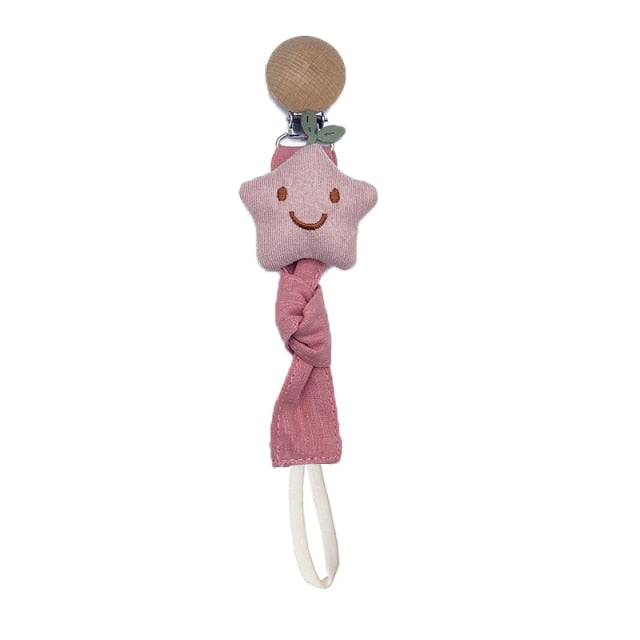 Baby Pacifier Clip Infant Newborn Cotton Wooden Pacifier Chain Nipple Soother Dummy Holder Eco-friendly Material