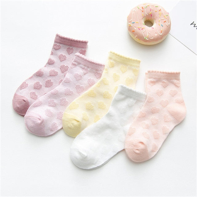 5 Pairs/Lot Children Cotton Socks Boy Girl Baby Infant Ultrathin Fashion Breathable Solid Mesh Socks For Summer 1-12T Teens Kids