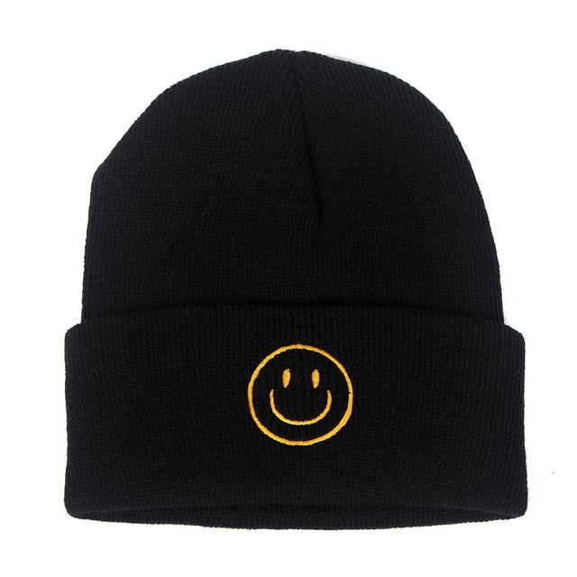 Cute Smile Crochet Knit Cap Beanie 2019 Autumn New Solid Warm Skullies Beanies Caps Female Knitted Hat Ladies Girls Winter Hats