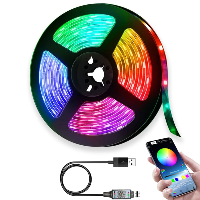 LED Strip Lights RGB 2835 Bluetooth Control USB Flexible Lamp 5V Tape Ribbon Diode For Festival Room Luces Computer TV Desk Luz