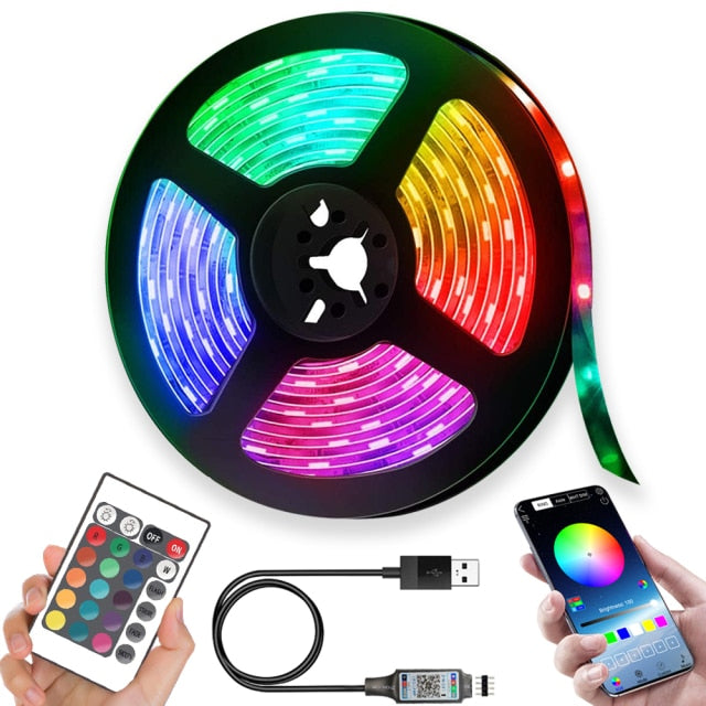 LED Strip Lights RGB 2835 Bluetooth Control USB Flexible Lamp 5V Tape Ribbon Diode For Festival Room Luces Computer TV Desk Luz