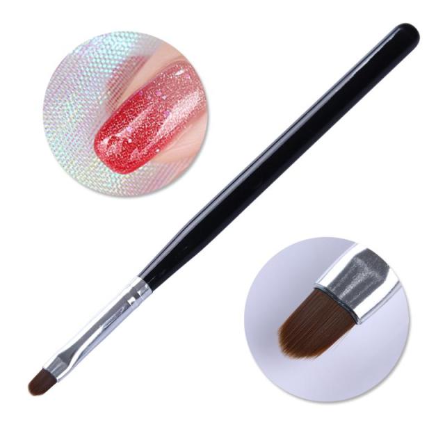 French Tip Nail Brush Silver Black Handle Half Moon Shape Acrylic Painting Drawing Pen  Nail Art Tool