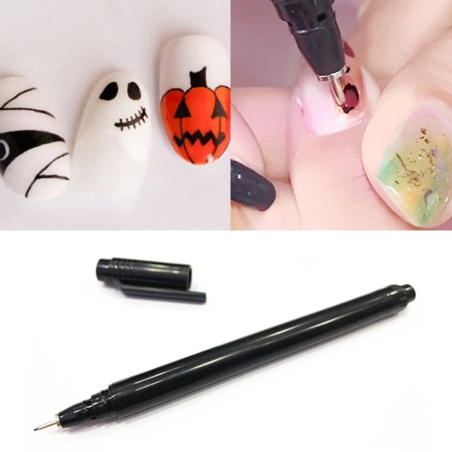 French Tip Nail Brush Silver Black Handle Half Moon Shape Acrylic Painting Drawing Pen  Nail Art Tool