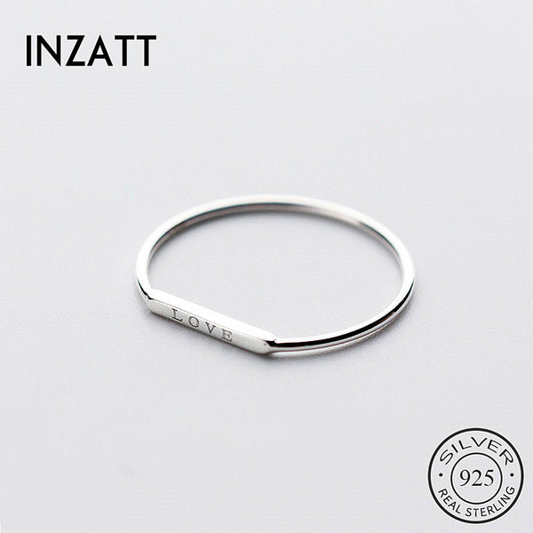 INZATT Real 925 Sterling Silver Love Letter Ring For Fashion Women Party Cute Fine Jewelry Minimalist Accessories 2020 Gift