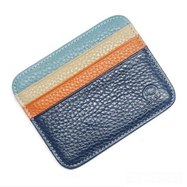 New Thin Genuine Leather Mini Wallet Slim Bank Credit Card Holder Men's Business Small ID Case For Man Purse 6 Slots Cardholder