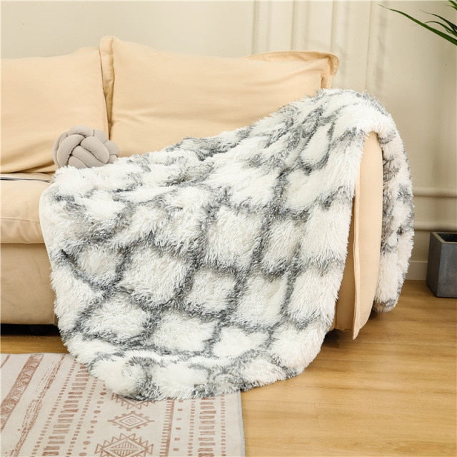 XC USHIO Super Soft Long Faux Fur Coral Fleece Blanket Warm Elegant Cozy With Fluffy Sherpa Throw Blanket Bed Sofa Blankets Gift